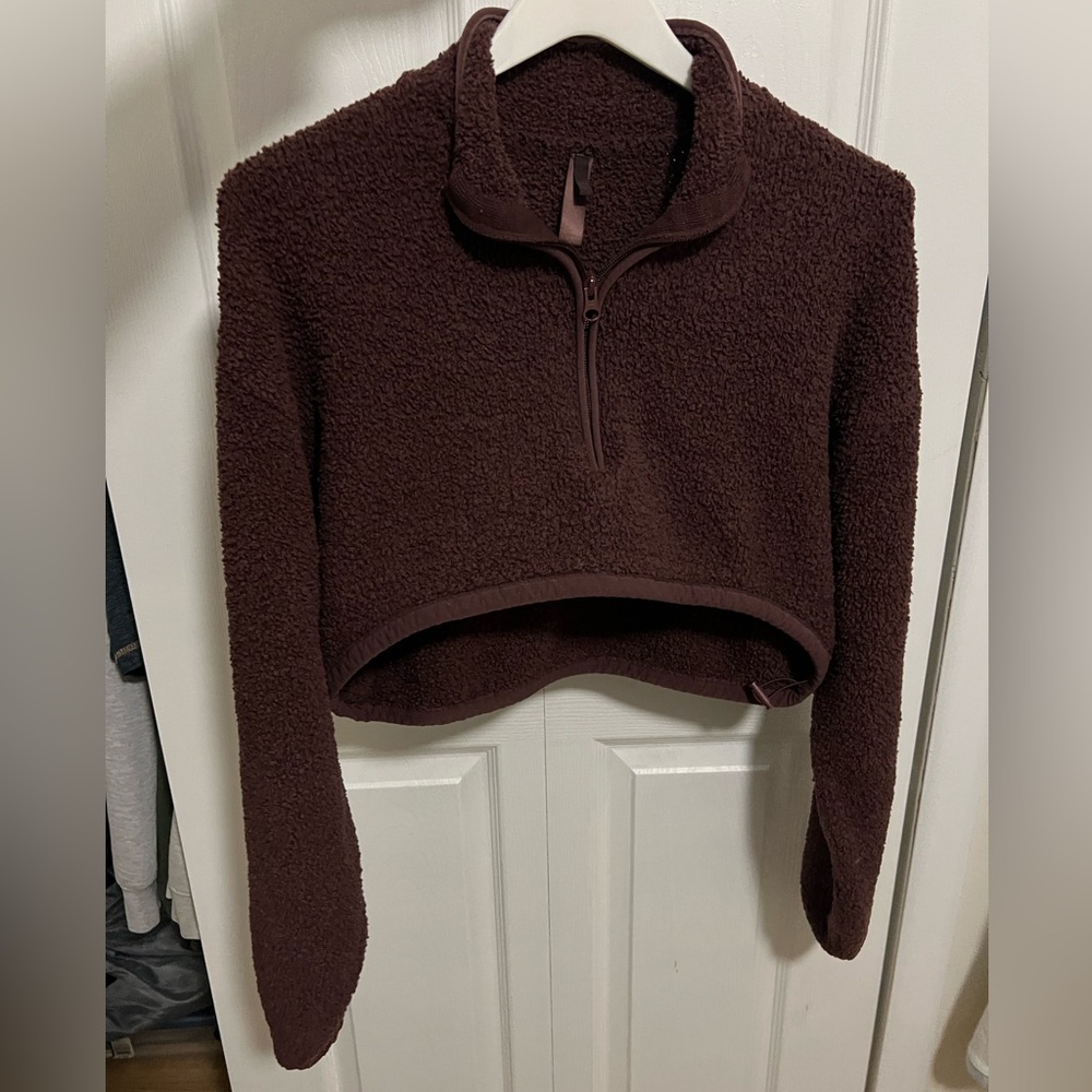 SKIMS Brown Cozy Knit Cropped Sweatshirt